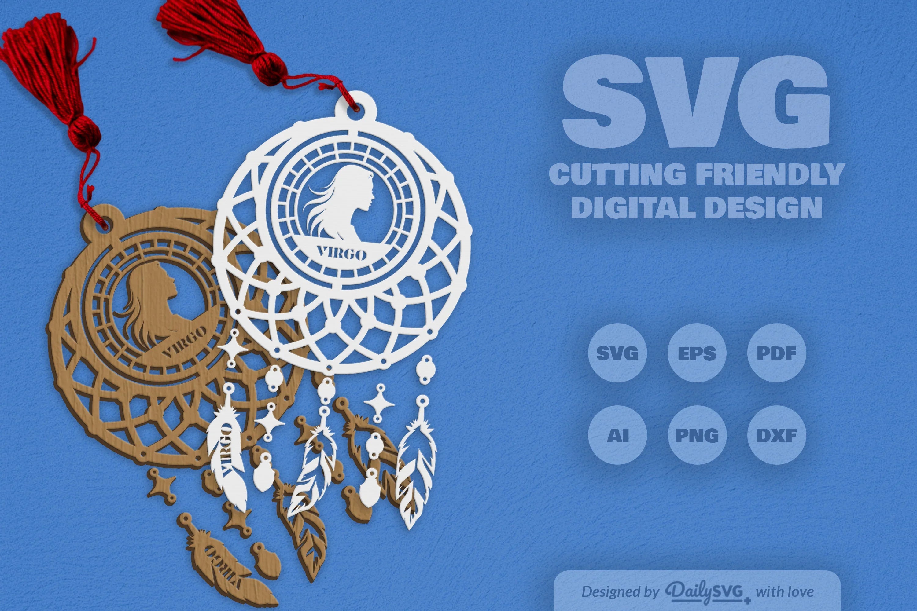 Virgo Dream Catcher Laser Cut Clipart Set - CraftNest - Digital Crafting and Art