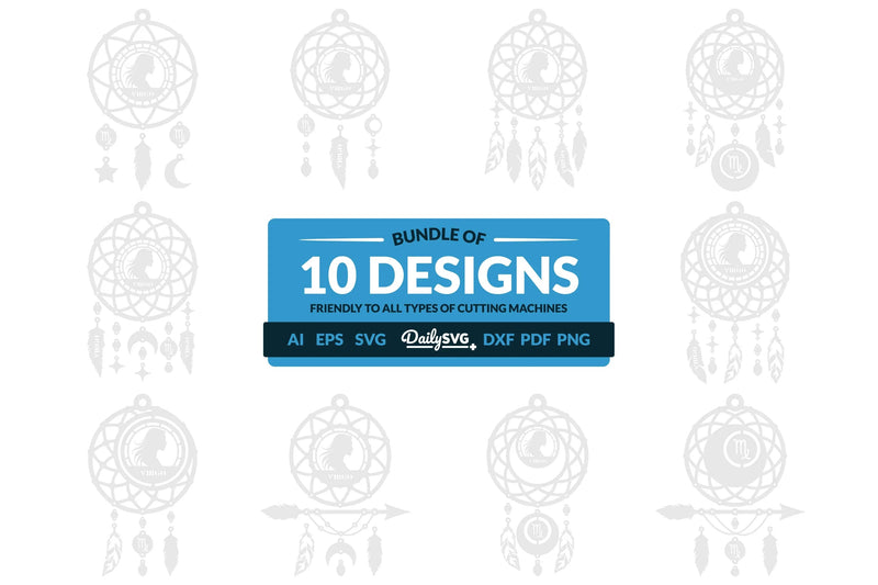 Virgo Dream Catcher Laser Cut Clipart Set - CraftNest - Digital Crafting and Art