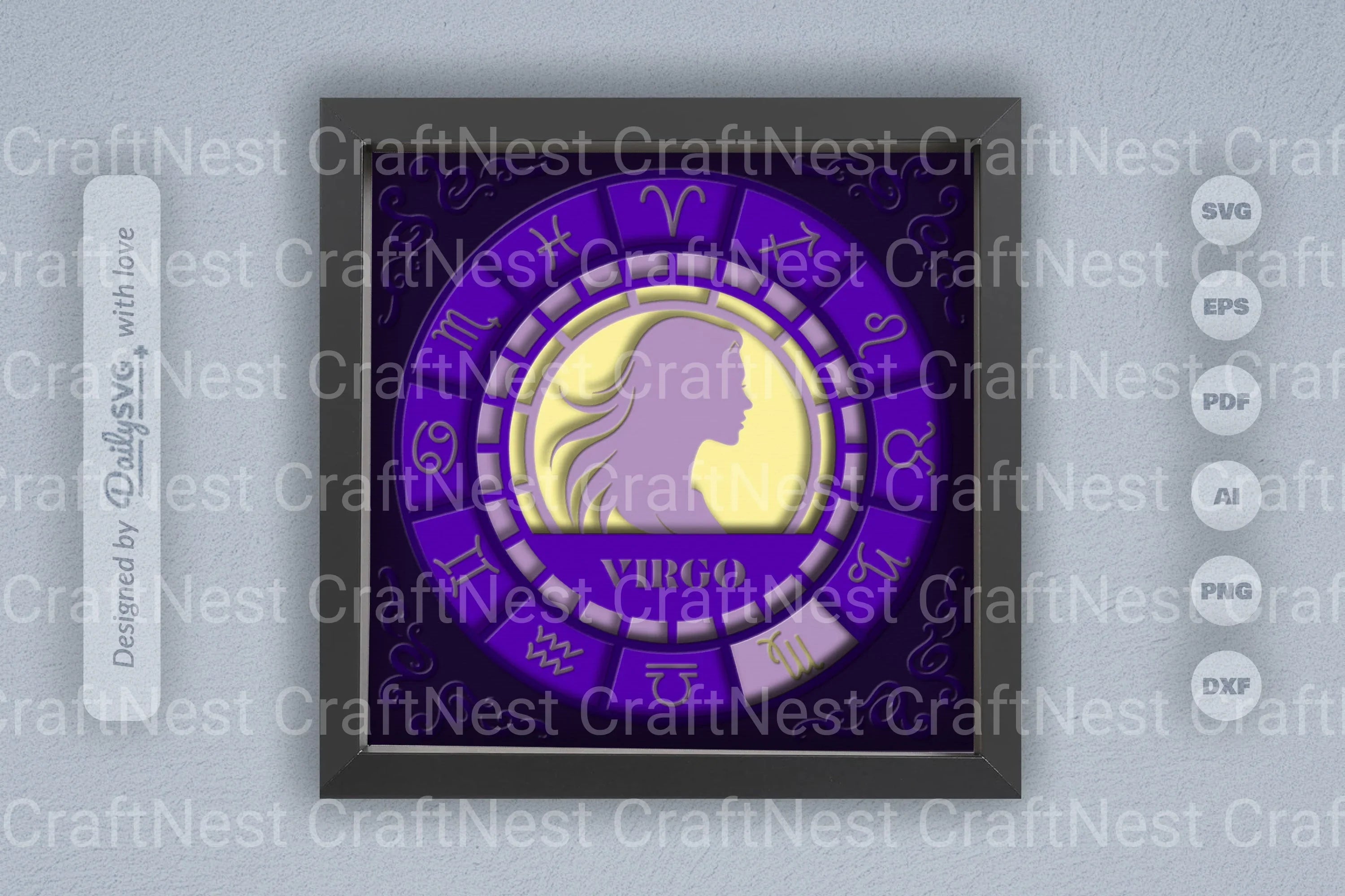 Virgo Zodiac 3D Shadow Box Papercut SVG Bundle