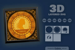 Virgo Zodiac 3D Shadow Box Papercut SVG Bundle - CraftNest - Digital Crafting and Art