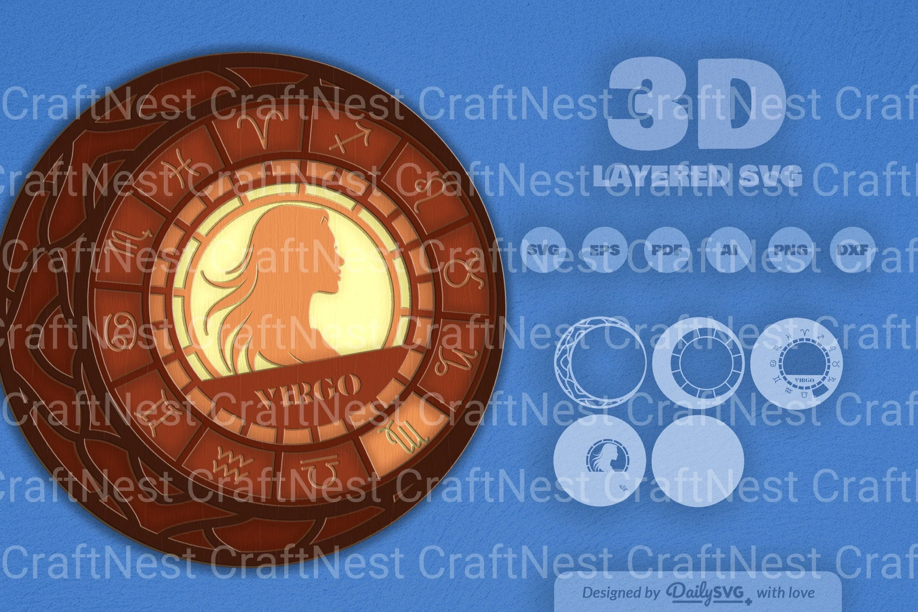 Virgo Zodiac Laser Cut SVG Bundle