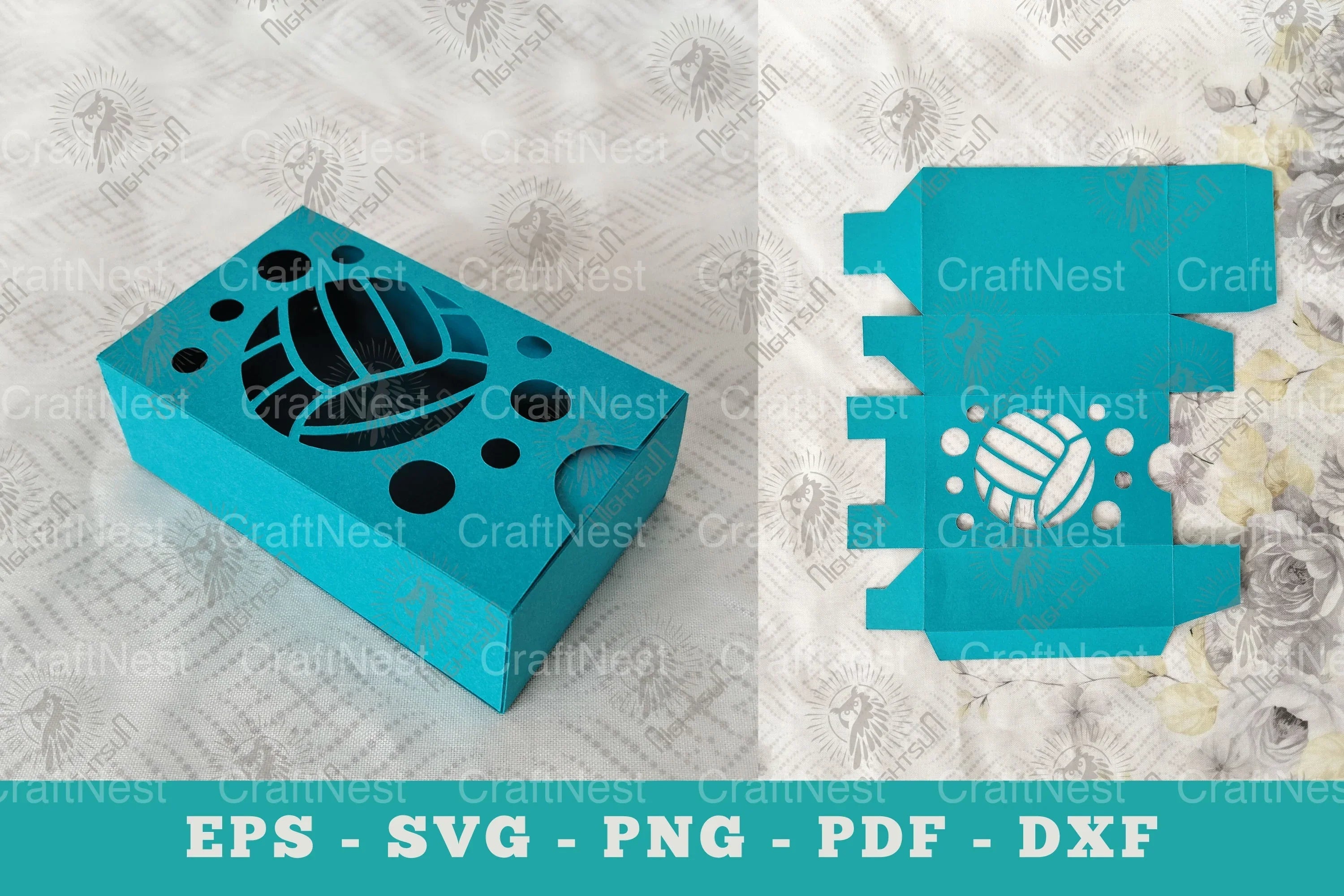 Volleyball Gift Box Papercut Craft Clipart Bundle - CraftNest - Digital Crafting and Art