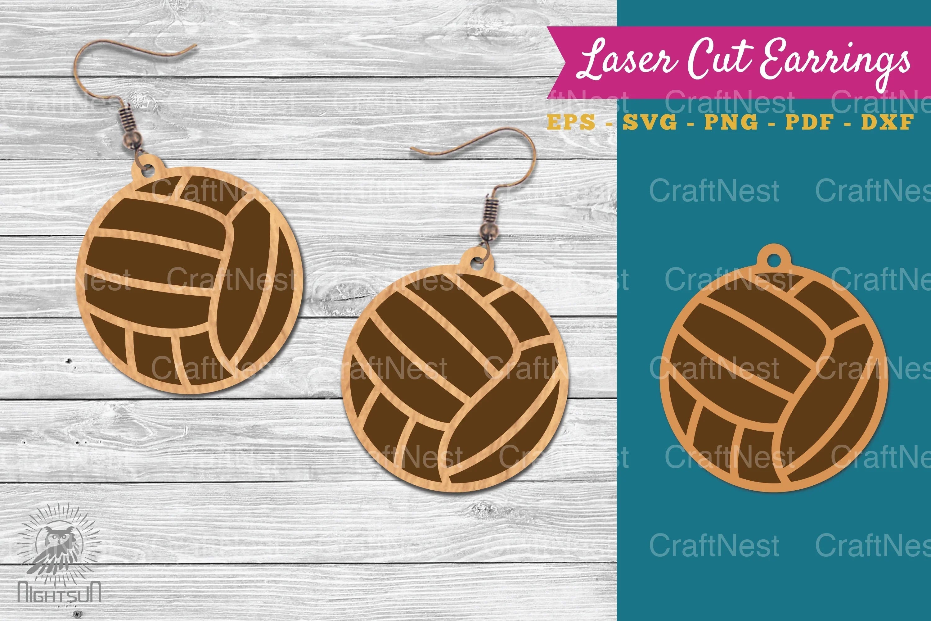 Volleyball Laser Cut Earrings Design Bundle - CraftNest - Digital Crafting and Art