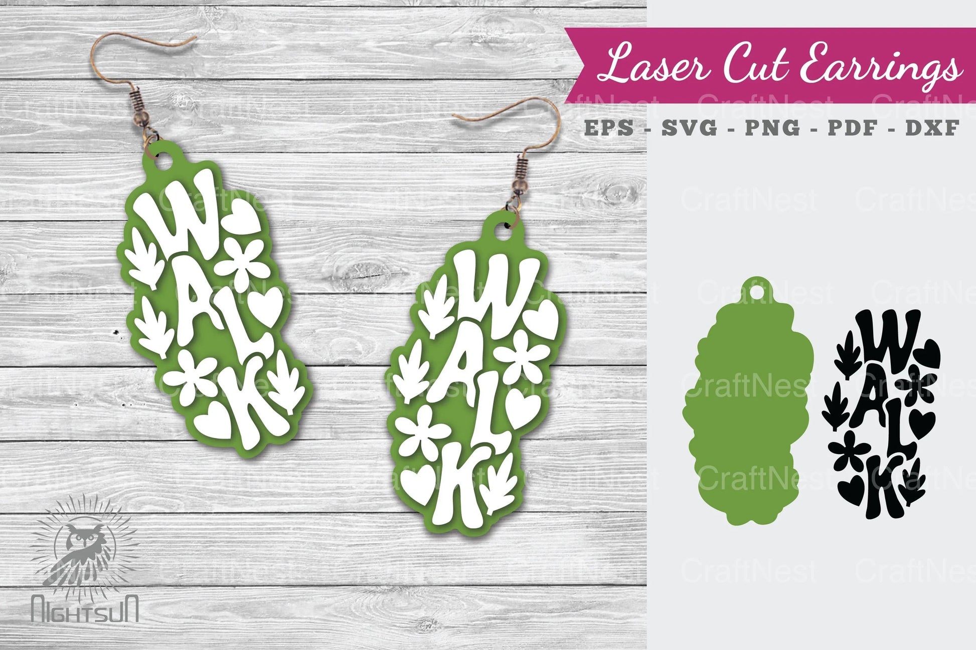 Walk Lasercut Earrings SVG Design Bundle - CraftNest - Digital Crafting and Art