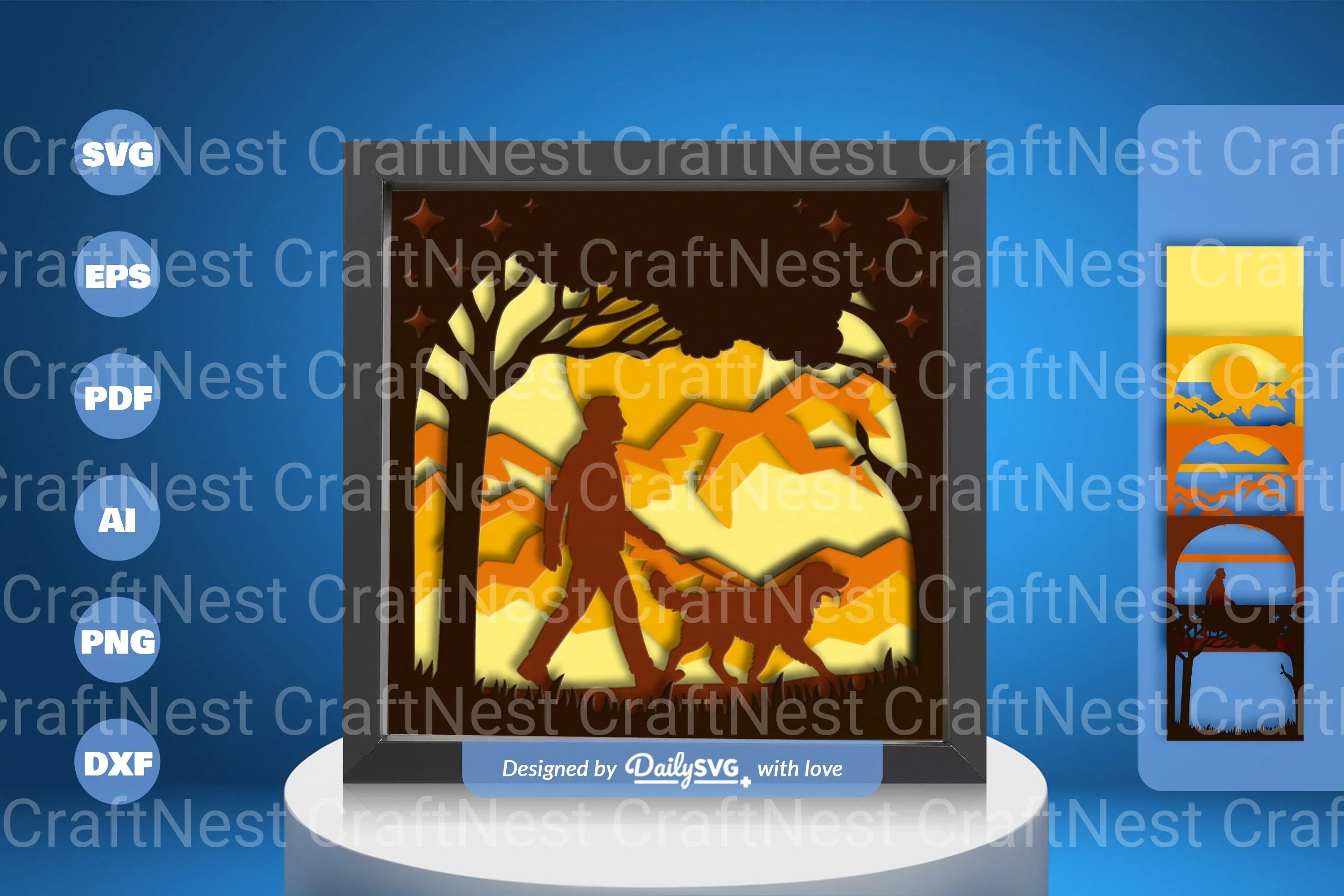 Walking with Dog Papercut SVG Bundle