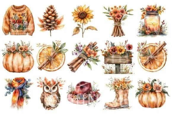 Autumn Flower Clipart Bundle 44 - CraftNest - Digital Crafting and Art