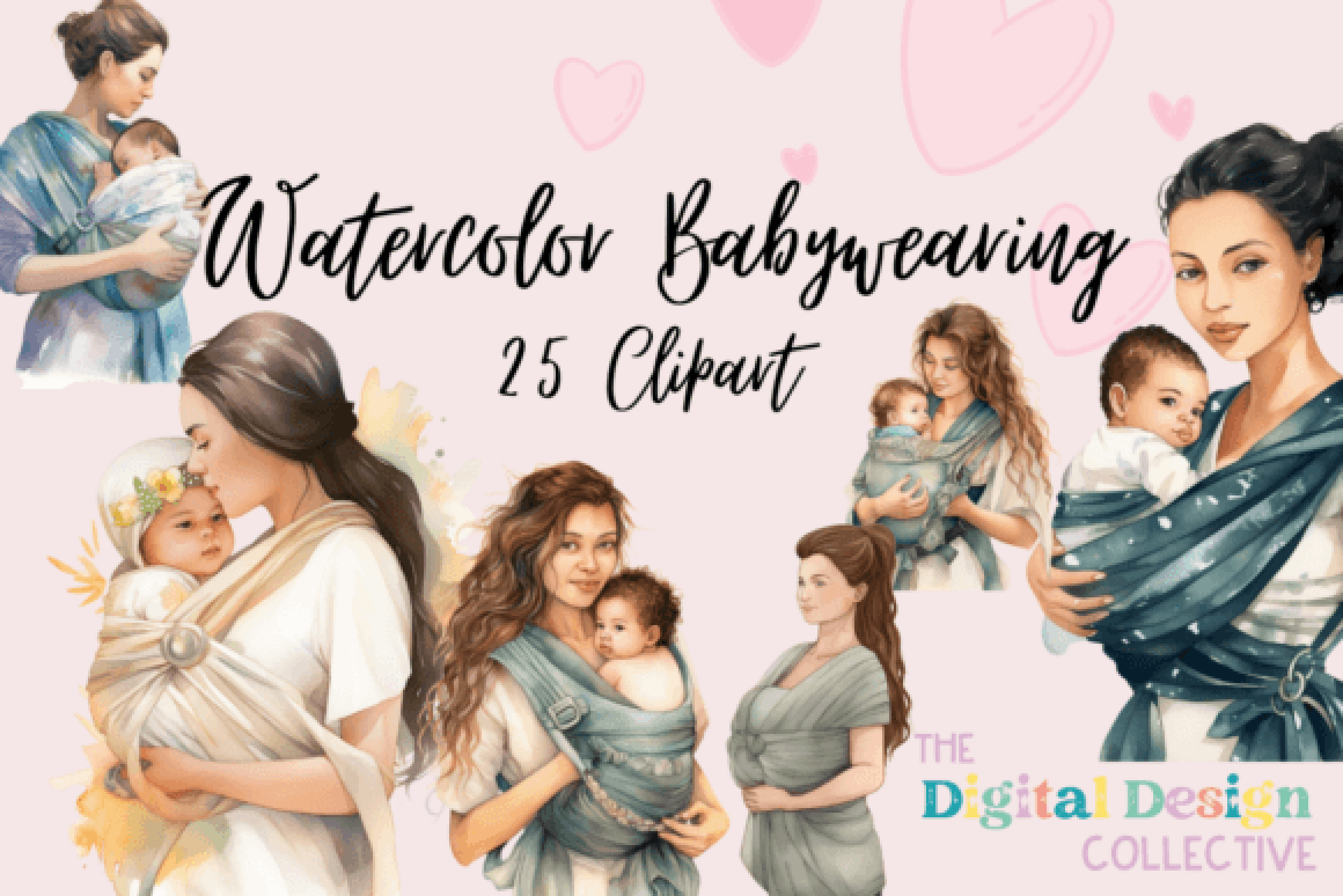 Babywearing Mom and Baby Clipart Bundle