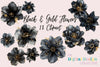 Elegant Black Gold Floral Clipart Bundle