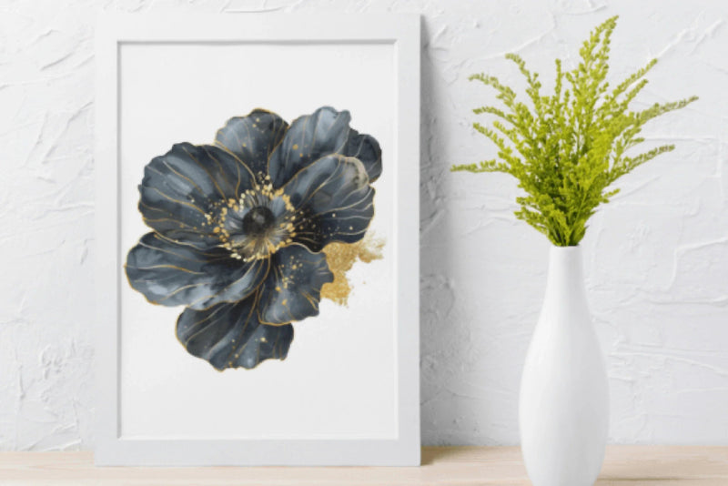 Elegant Black Gold Floral Clipart Bundle - CraftNest - Digital Crafting and Art