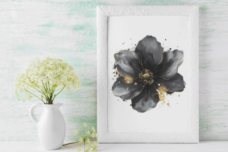 Elegant Black Gold Floral Clipart Bundle - CraftNest - Digital Crafting and Art