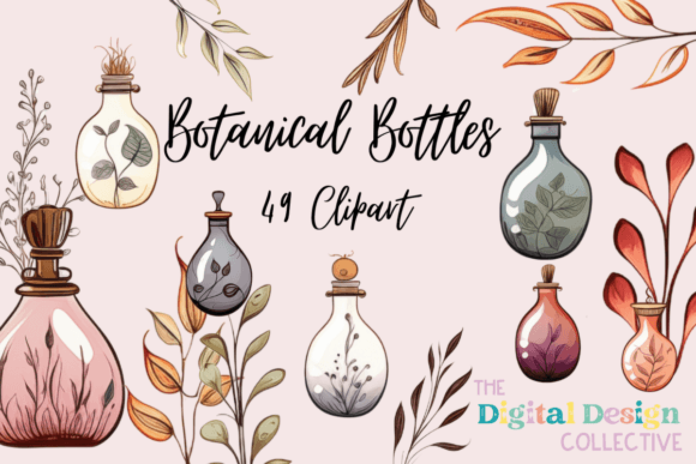 Botanical Bottles Clipart Bundle