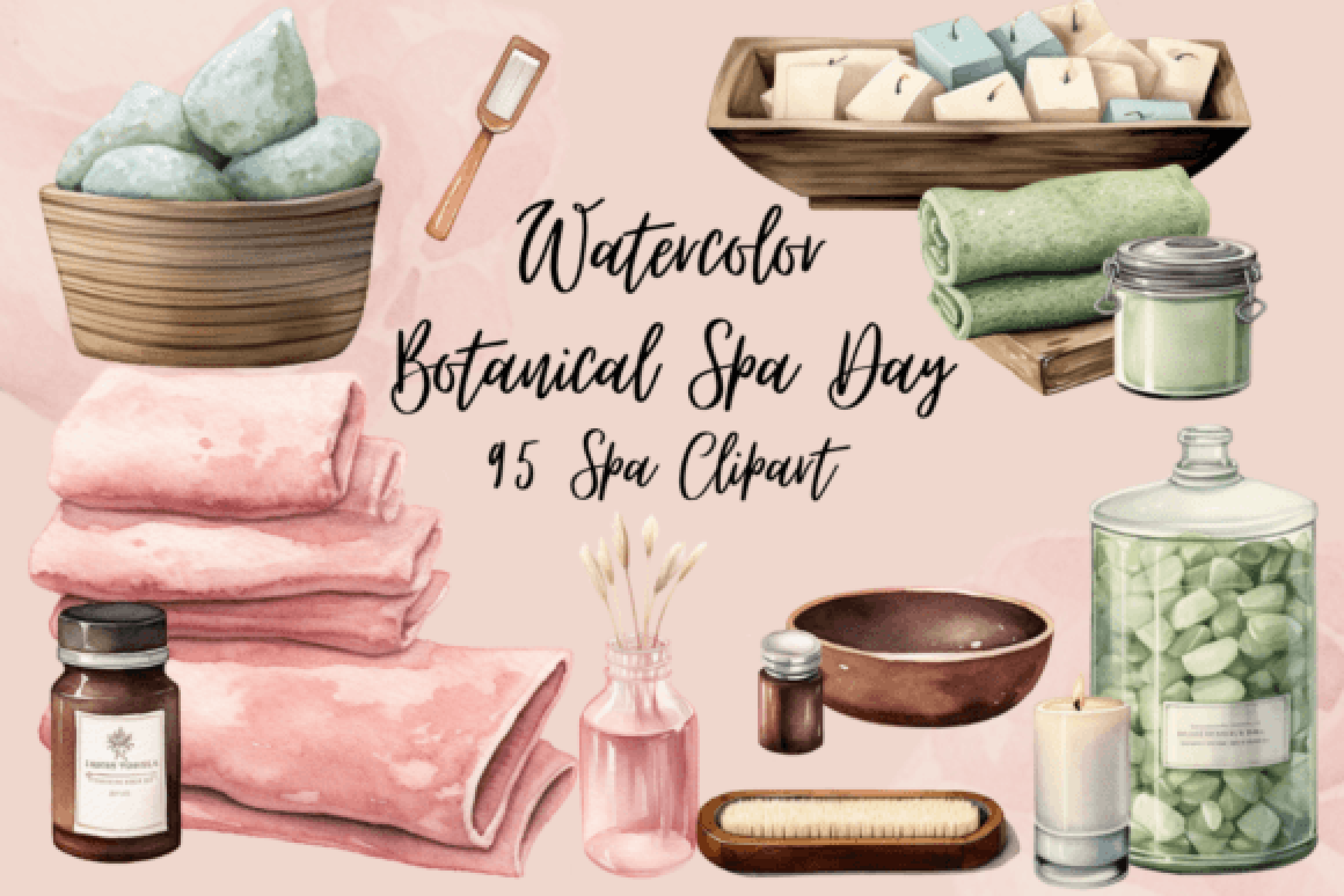 Botanical Spa Day Clipart Bundle