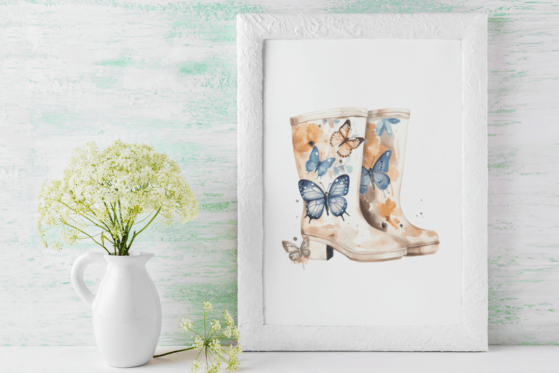 Butterfly Garden Boots Clipart Bundle 2023