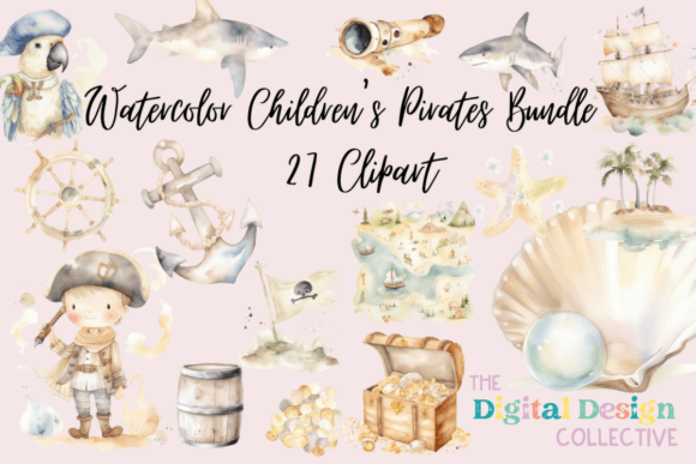 Children's Pirate Clipart Bundle 2030