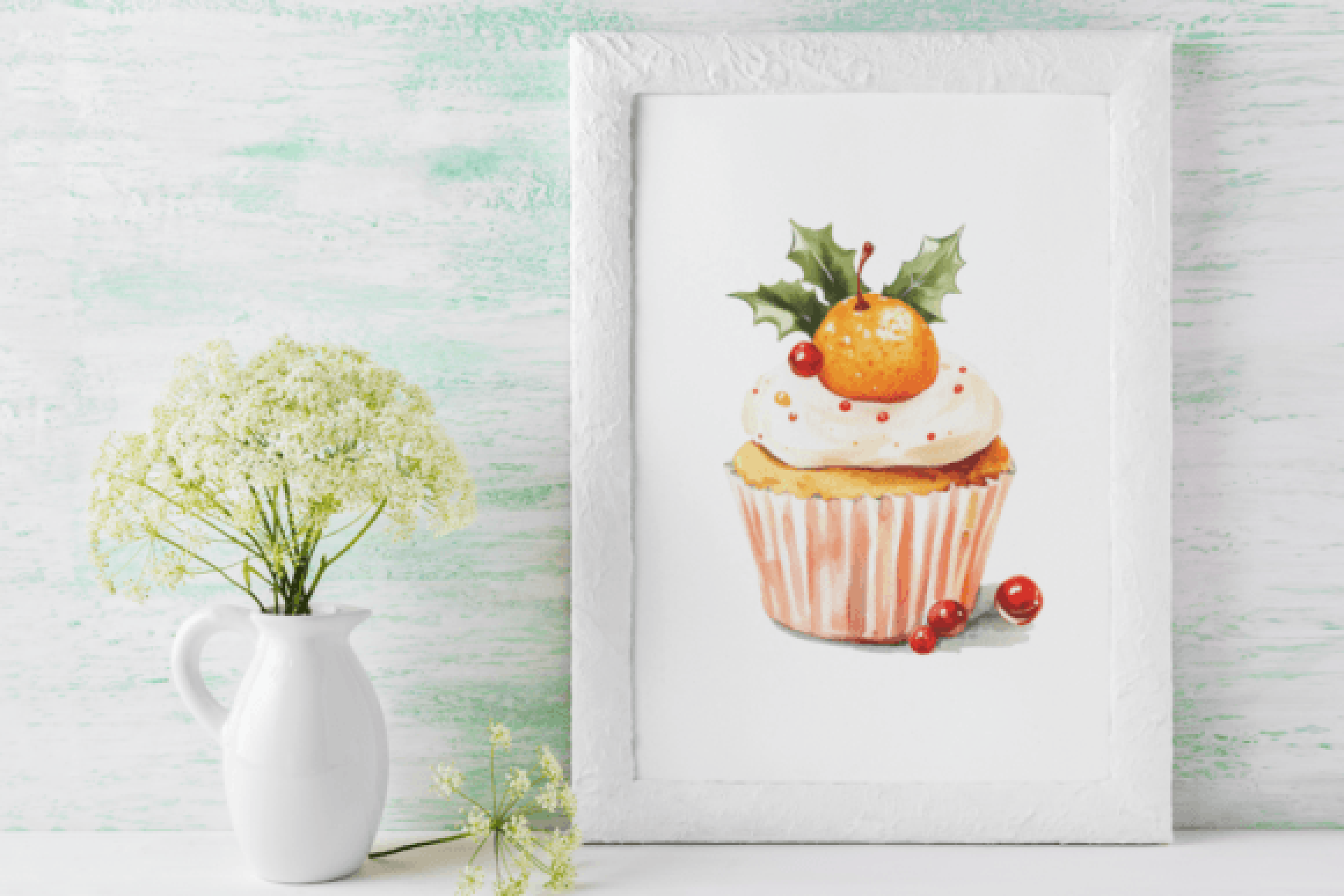 Festive Christmas Cupcakes Clipart Bundle 2034