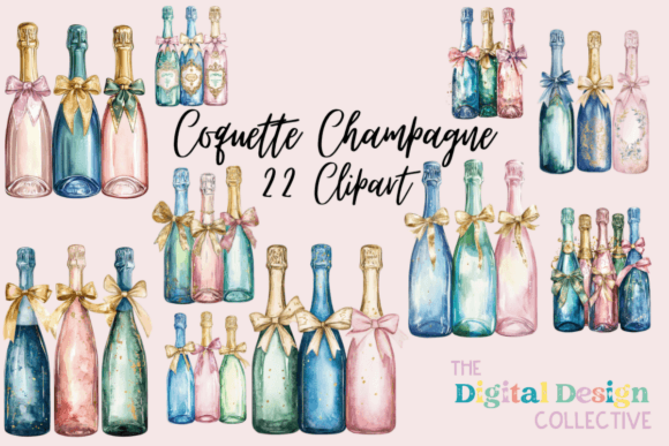 Coquette Champagne Clipart Bundle