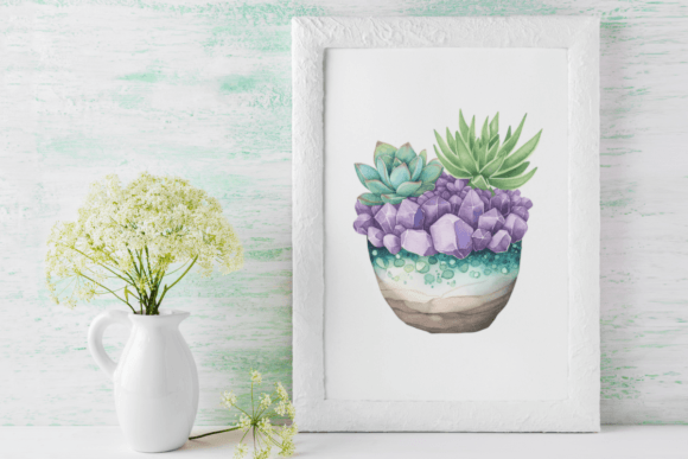 Crystal Succulent Clipart Bundle
