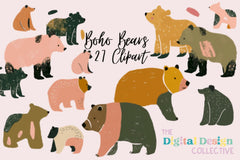 Adorable Boho Bear Clipart Bundle - CraftNest - Digital Crafting and Art