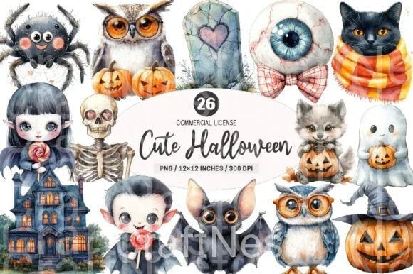 Cute Halloween Clipart Bundle 99 - CraftNest - Digital Crafting and Art