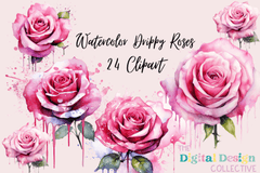 Drippy Roses Valentine's Day Art Clipart Bundle - CraftNest - Digital Crafting and Art