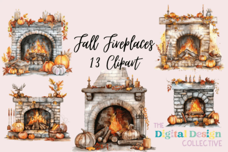 Cozy Autumn Fireplace Clipart Bundle - CraftNest - Digital Crafting and Art