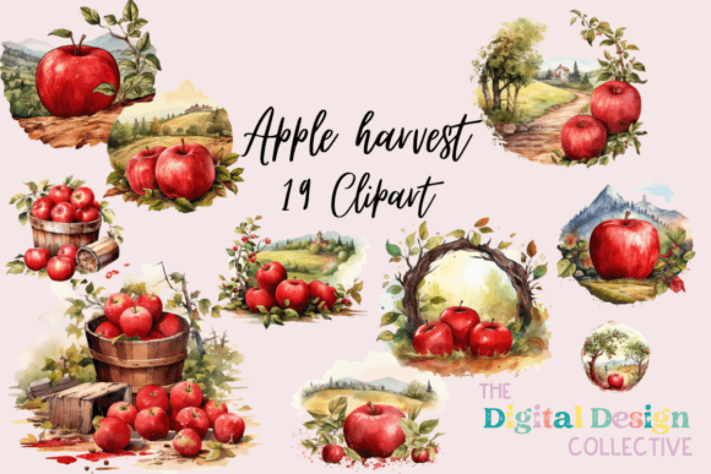 Fall Harvest Apple Clipart Bundle - CraftNest - Digital Crafting and Art