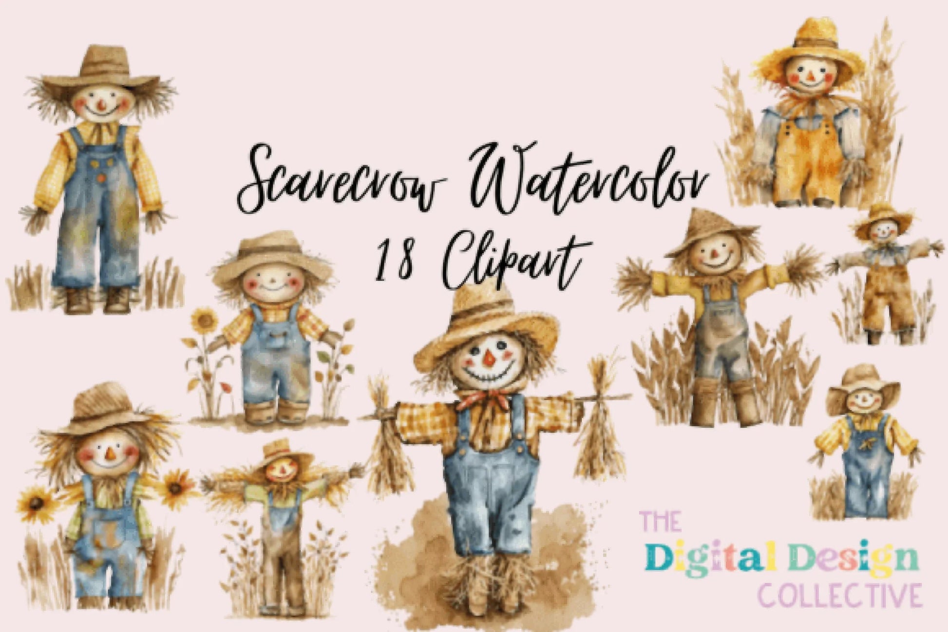 Charming Fall Scarecrow Clipart Bundle - CraftNest - Digital Crafting and Art
