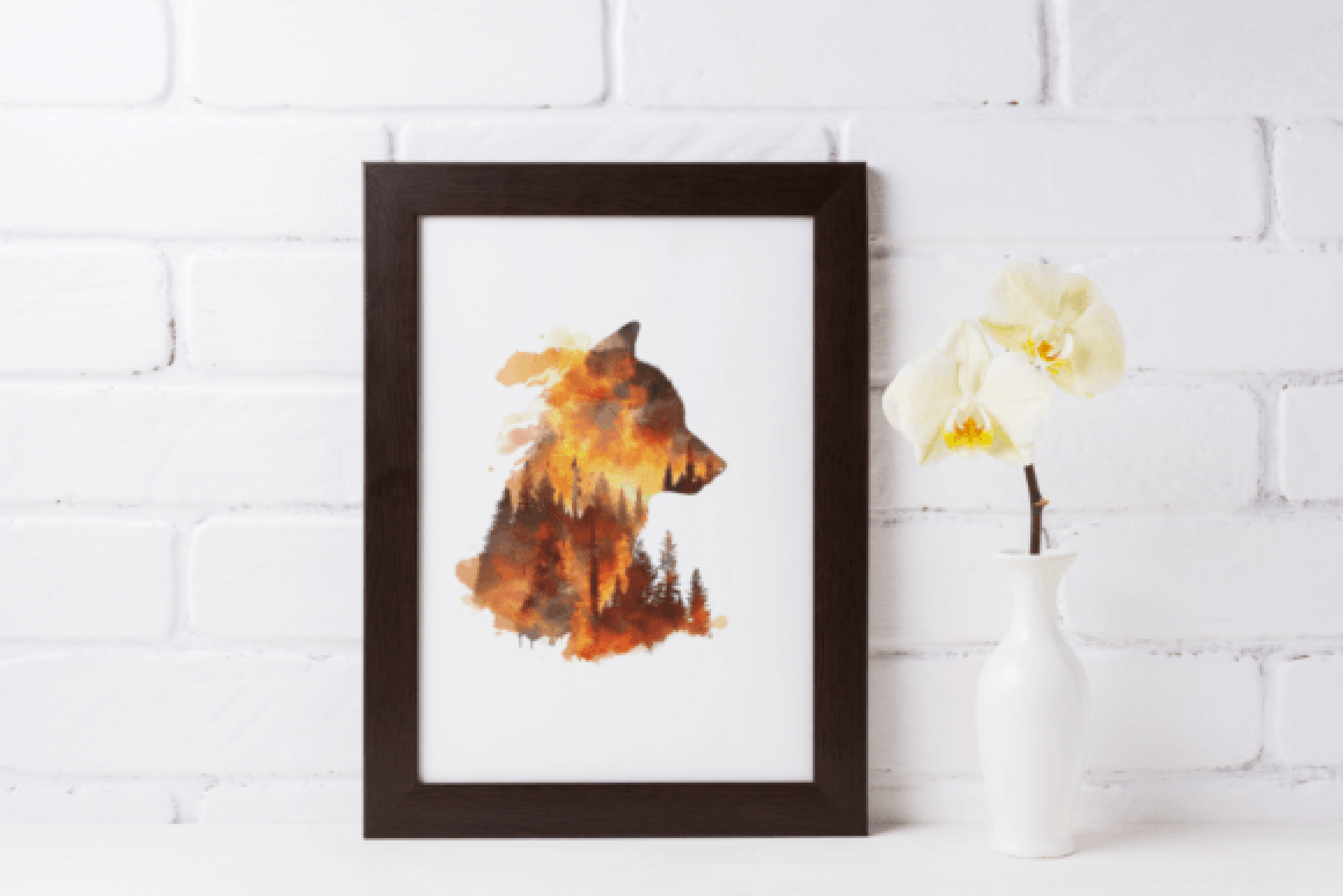 Vibrant Fire Wolves Clipart Bundle