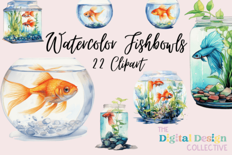 Fish Bowl Clipart Bundle - CraftNest - Digital Crafting and Art