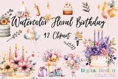 Floral Boho Birthday Clipart Bundle - CraftNest - Digital Crafting and Art