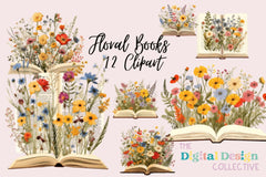 Floral Books Clipart Bundle - CraftNest - Digital Crafting and Art