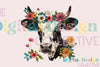 Floral Highland Cow Clipart Bundle