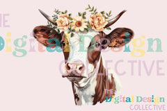 Floral Highland Cow Clipart Bundle - CraftNest - Digital Crafting and Art