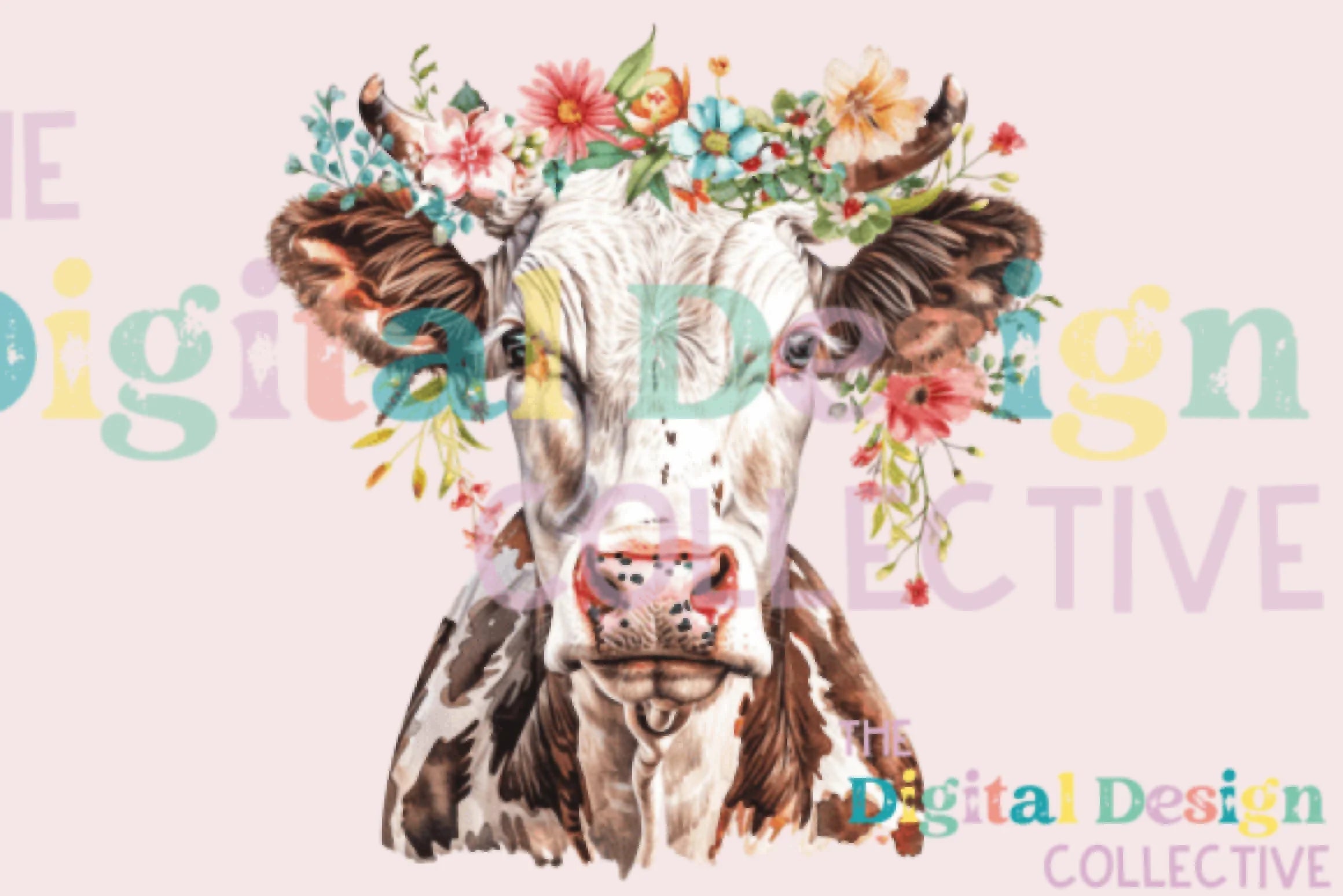 Floral Highland Cow Clipart Bundle - CraftNest - Digital Crafting and Art