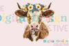 Floral Highland Cow Clipart Bundle