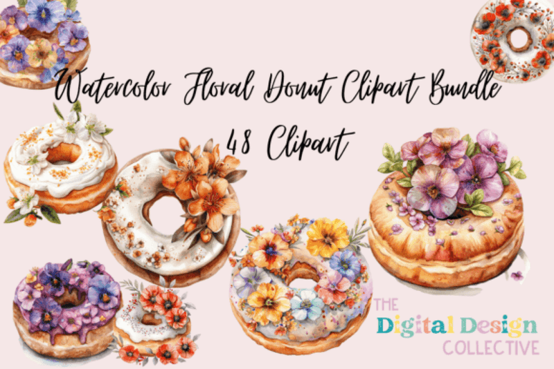 Floral Donut Clipart Bundle - CraftNest - Digital Crafting and Art