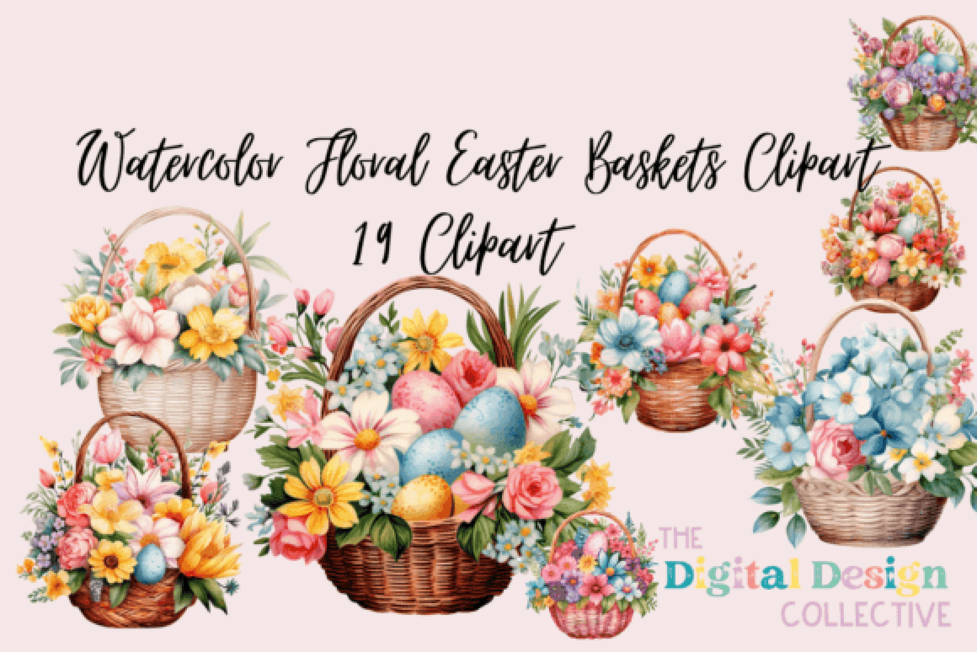 Floral Easter Baskets Clipart Bundle - CraftNest - Digital Crafting and Art