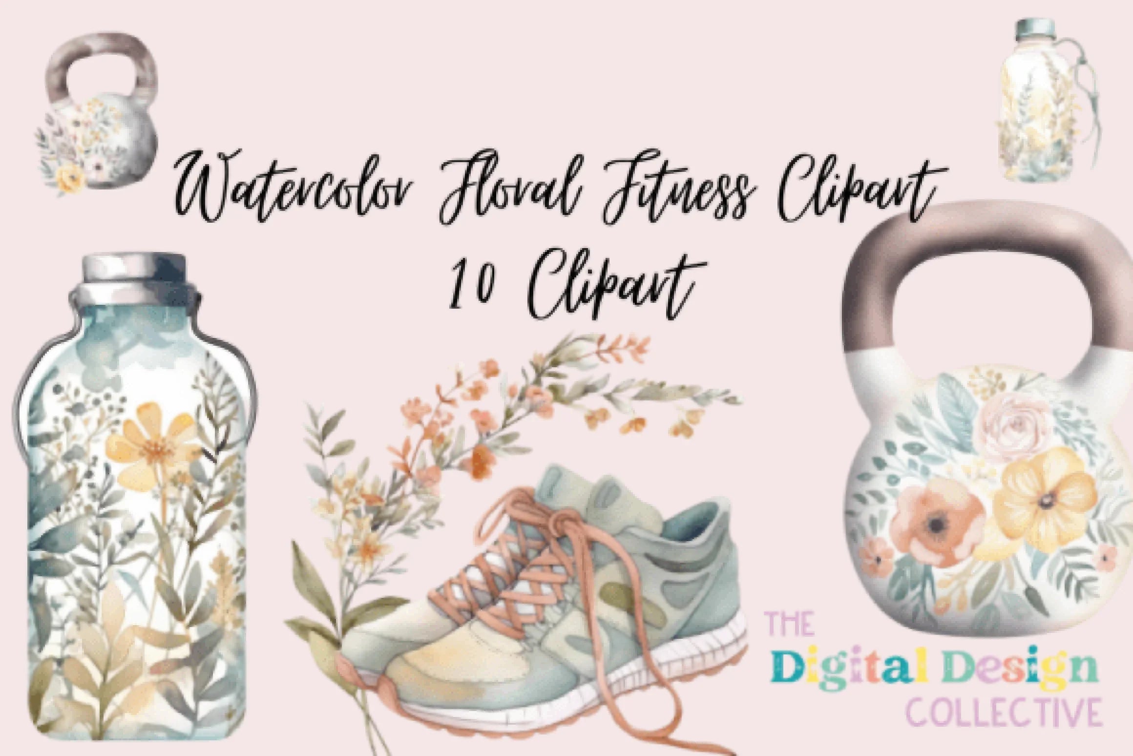 Floral Fitness Clipart Bundle - CraftNest - Digital Crafting and Art