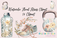 Floral Fitness Clipart Bundle - CraftNest - Digital Crafting and Art