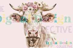 Floral Highland Cow Clipart Bundle - CraftNest - Digital Crafting and Art