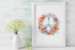 Floral Peace Sign Clipart Bundle - CraftNest - Digital Crafting and Art