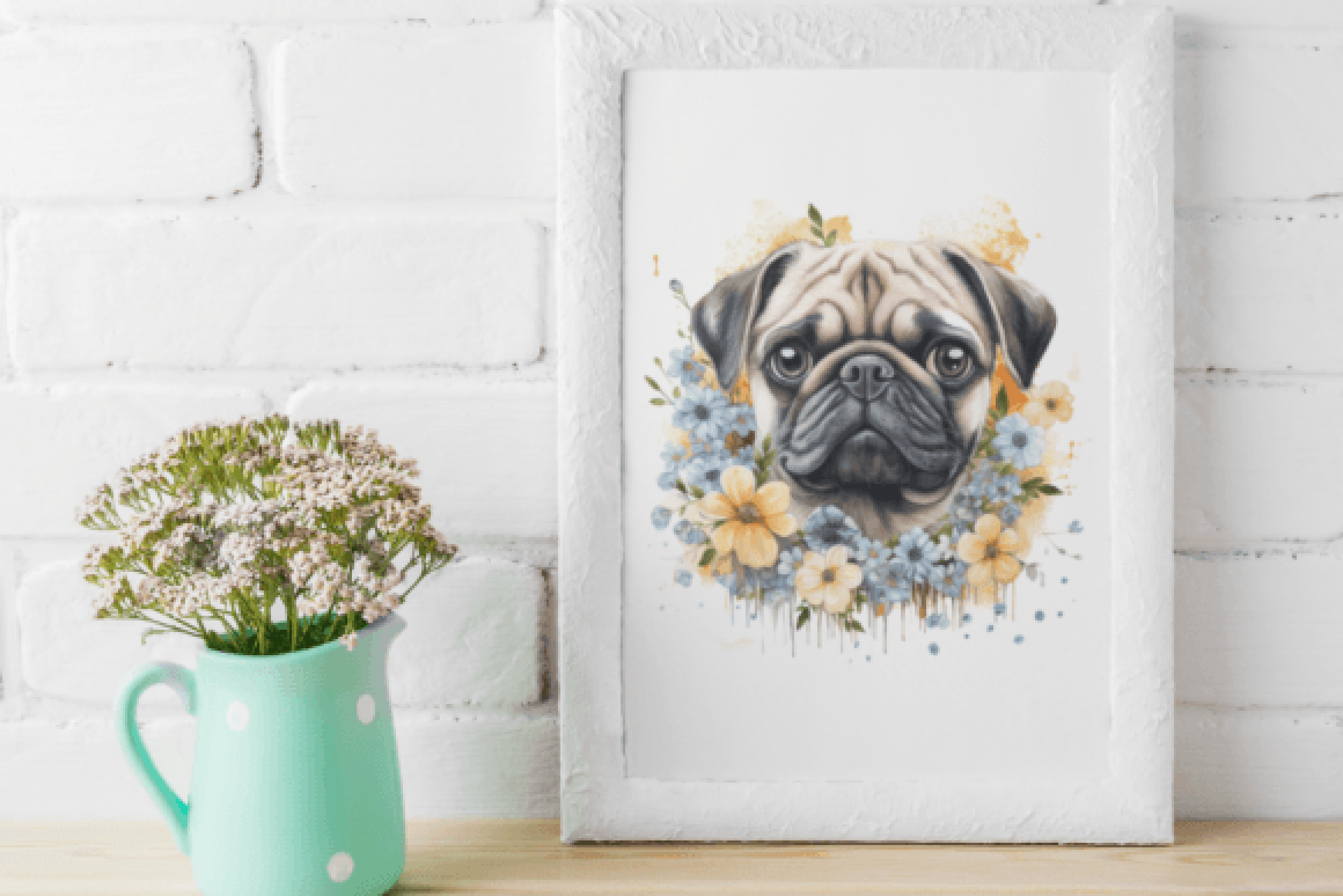 Adorable Floral Pug Designs