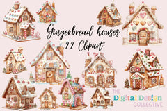 Gingerbread Houses Clipart Bundle - CraftNest - Digital Crafting and Art