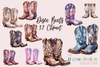 Glam Cowgirl Boots Clipart Bundle