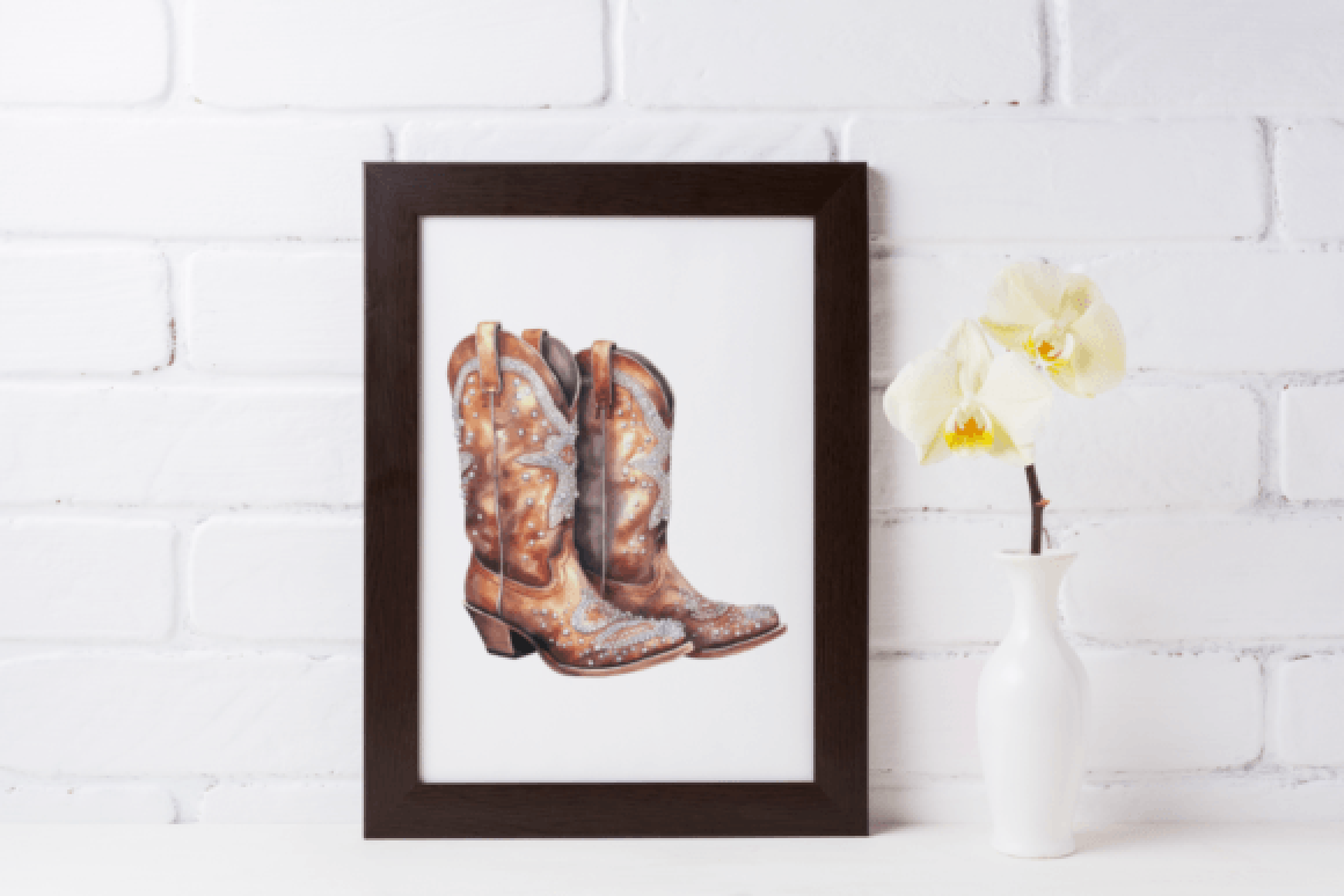 Glam Cowgirl Boots Clipart Bundle