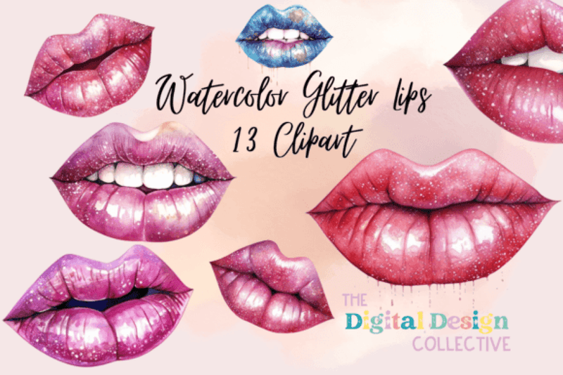 Glitter Lips Clipart Bundle - CraftNest - Digital Crafting and Art