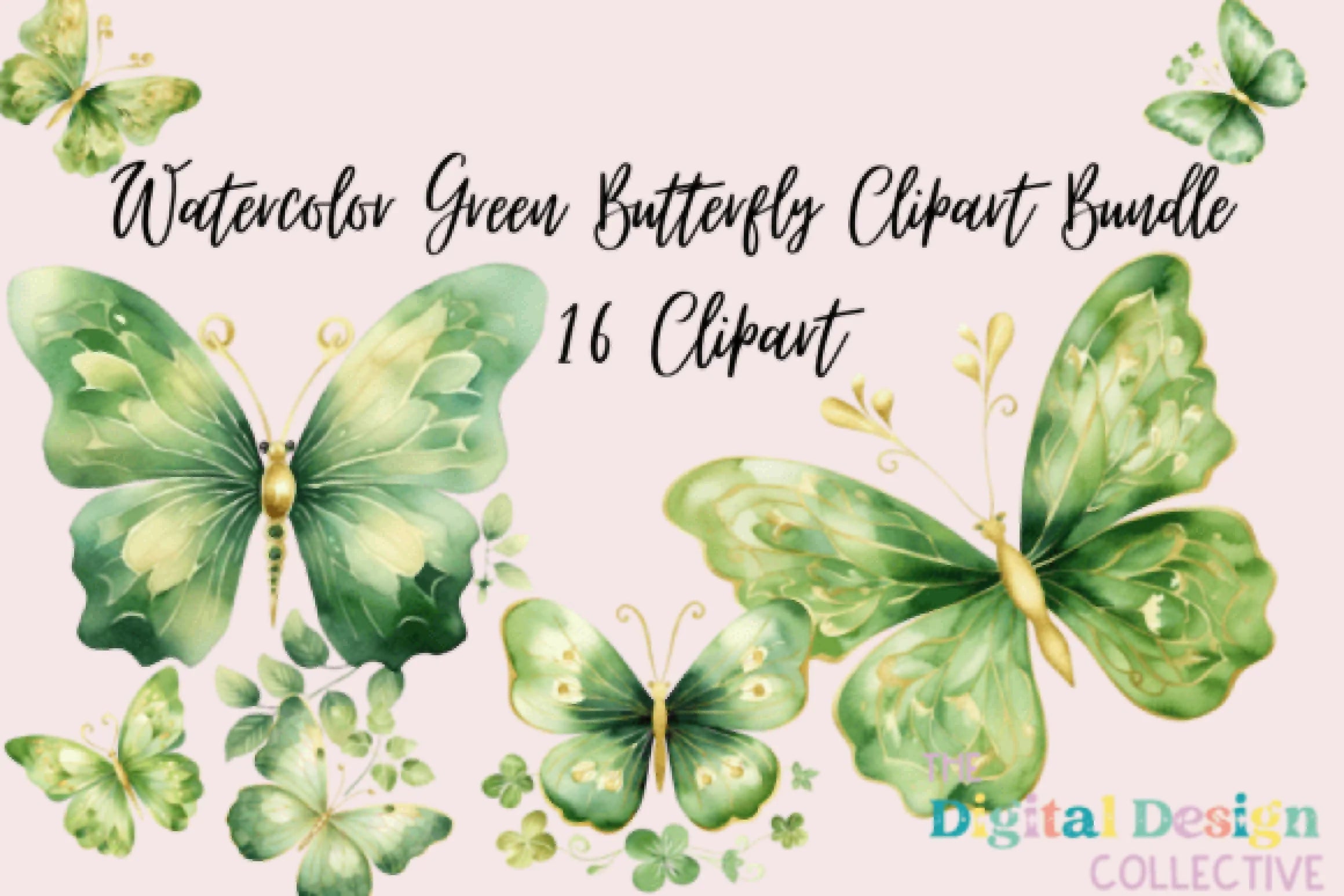 Green Butterflies Clipart Bundle - CraftNest - Digital Crafting and Art