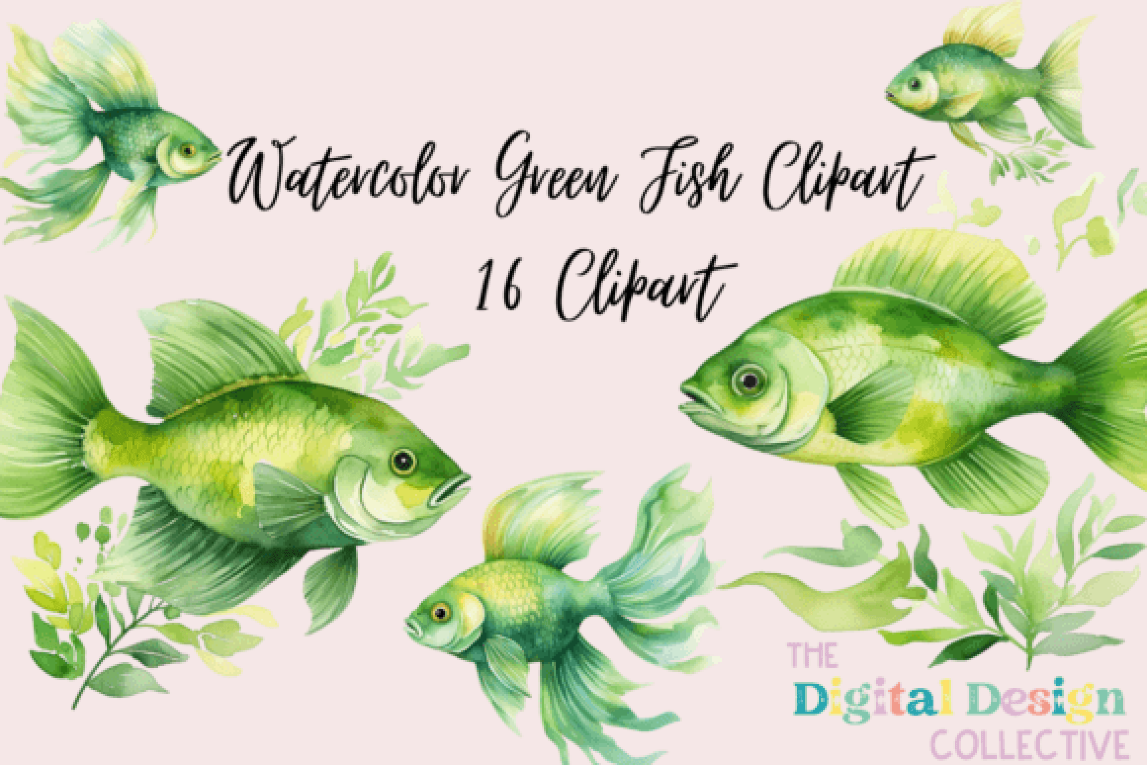 Green Fish Clipart Bundle - CraftNest - Digital Crafting and Art