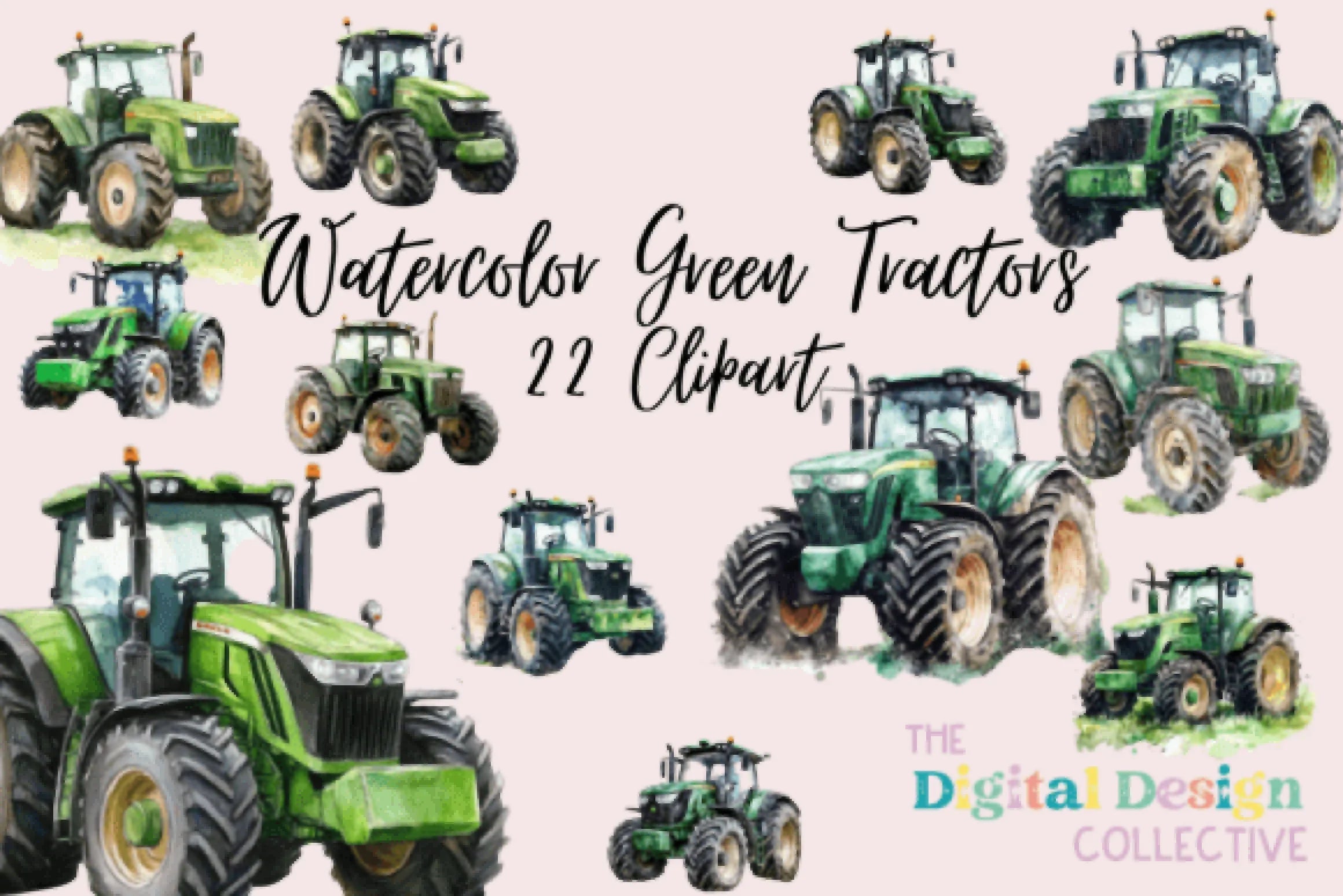 Green Tractor Clipart Bundle - CraftNest - Digital Crafting and Art
