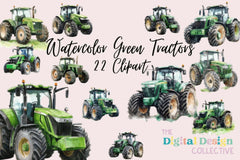 Green Tractor Clipart Bundle - CraftNest - Digital Crafting and Art
